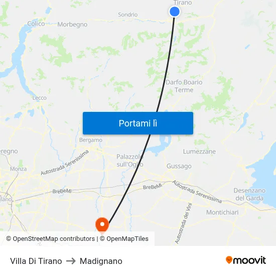 Villa Di Tirano to Madignano map
