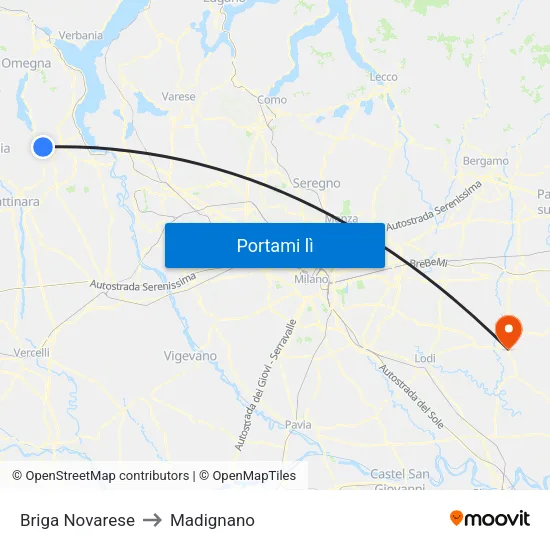 Briga Novarese to Madignano map