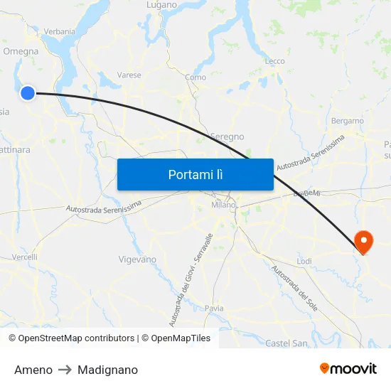 Ameno to Madignano map