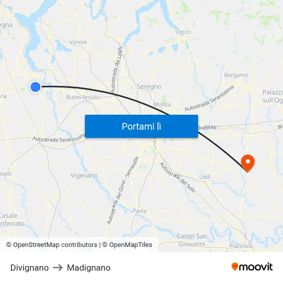 Divignano to Madignano map