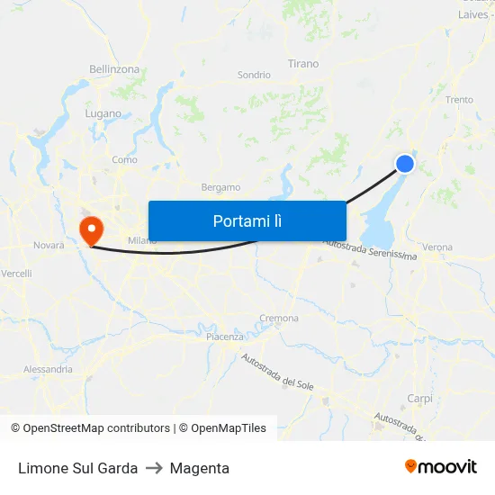 Limone Sul Garda to Magenta map