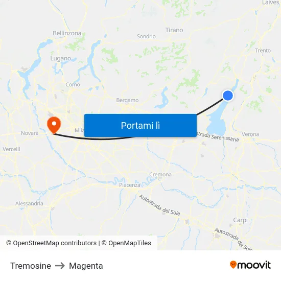 Tremosine to Magenta map