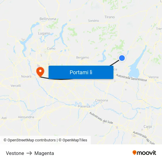Vestone to Magenta map