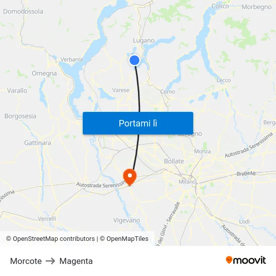 Morcote to Magenta map