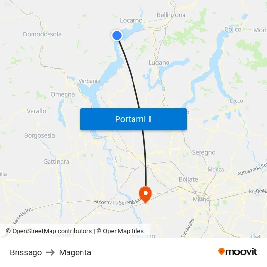 Brissago to Magenta map