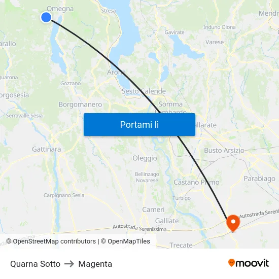 Quarna Sotto to Magenta map