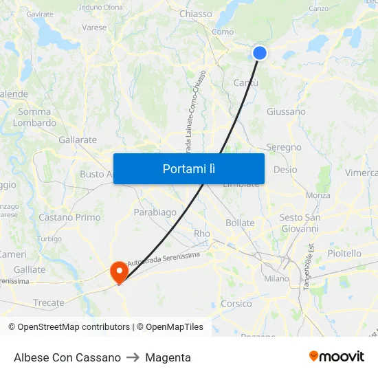 Albese Con Cassano to Magenta map