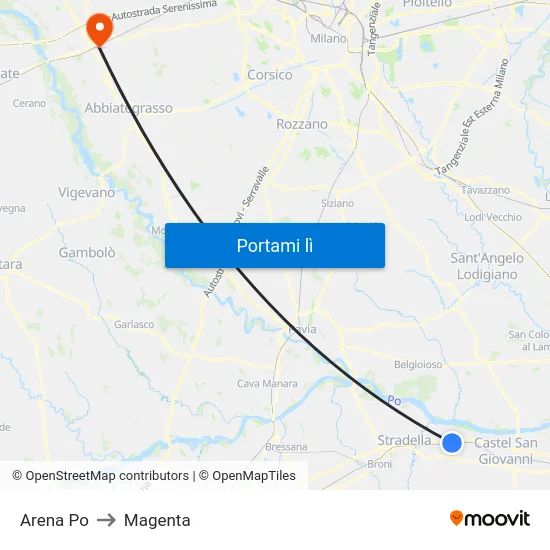 Arena Po to Magenta map