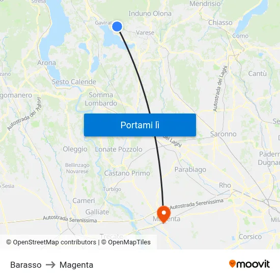 Barasso to Magenta map