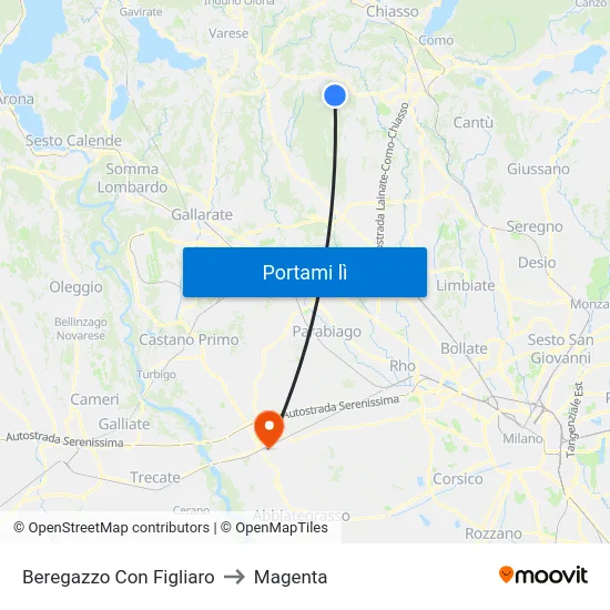 Beregazzo Con Figliaro to Magenta map