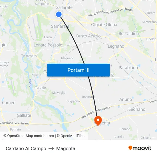 Cardano Al Campo to Magenta map