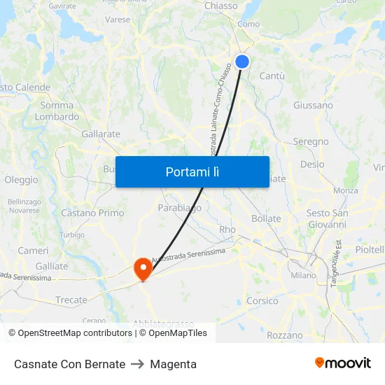 Casnate Con Bernate to Magenta map
