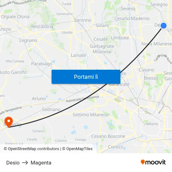 Desio to Magenta map