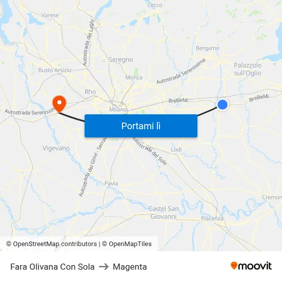 Fara Olivana Con Sola to Magenta map