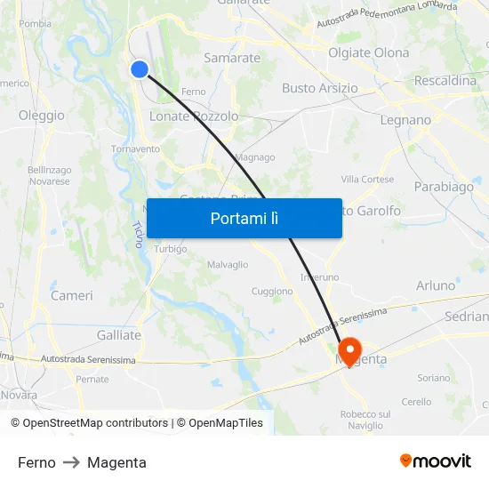 Ferno to Magenta map