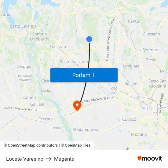 Locate Varesino to Magenta map