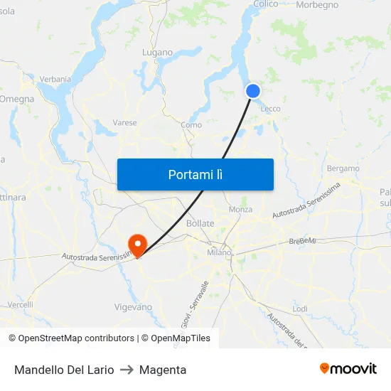 Mandello Del Lario to Magenta map