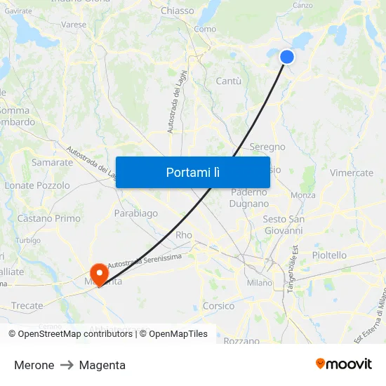 Merone to Magenta map