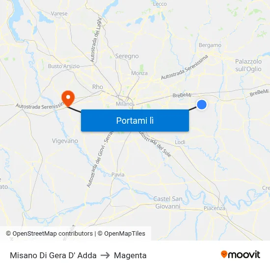 Misano Di Gera D' Adda to Magenta map