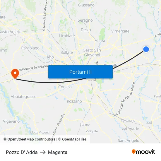 Pozzo D' Adda to Magenta map