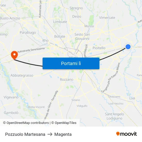 Pozzuolo Martesana to Magenta map