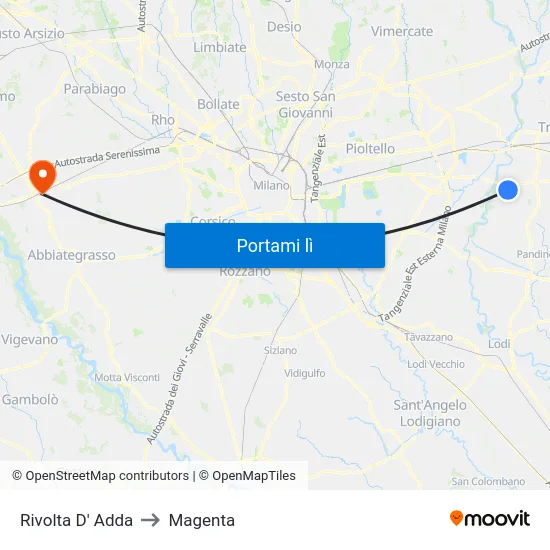 Rivolta D' Adda to Magenta map