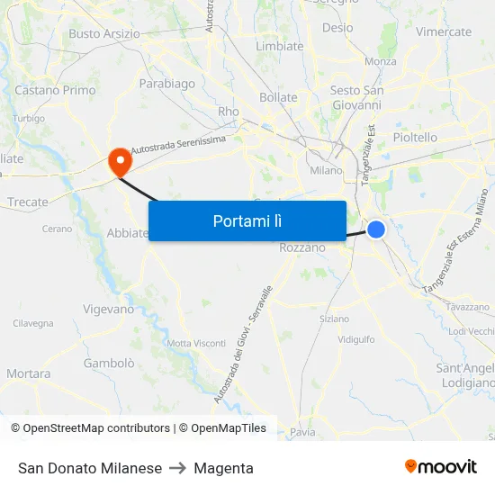San Donato Milanese to Magenta map