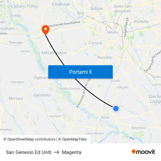 San Genesio Ed Uniti to Magenta map