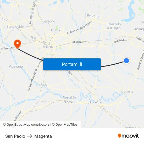 San Paolo to Magenta map