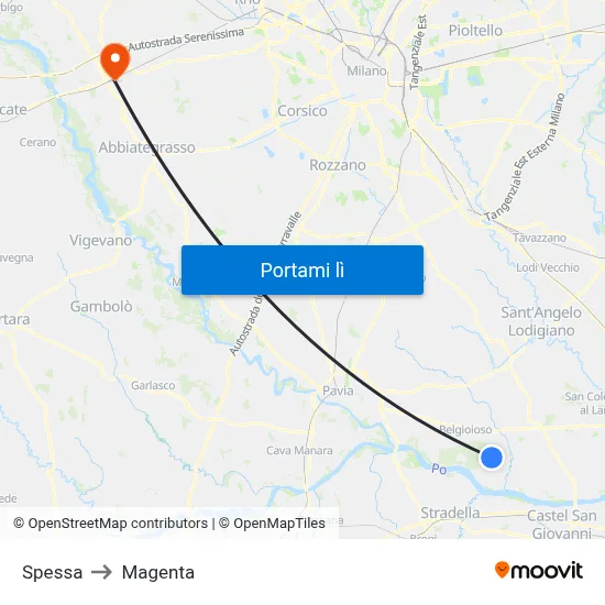 Spessa to Magenta map