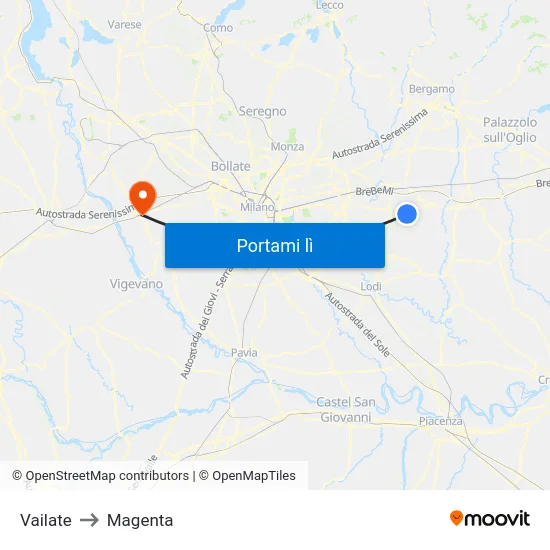 Vailate to Magenta map