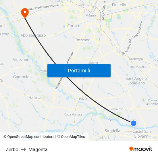 Zerbo to Magenta map