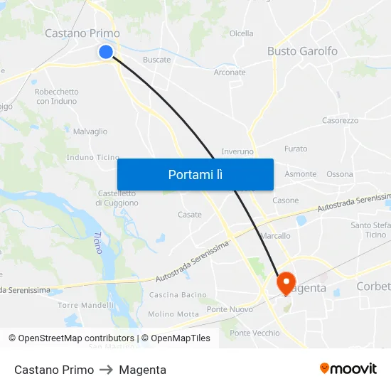 Castano Primo to Magenta map
