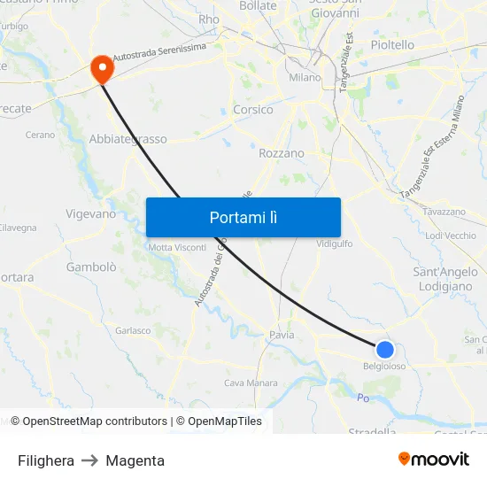 Filighera to Magenta map