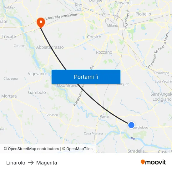 Linarolo to Magenta map