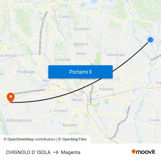 CHIGNOLO D' ISOLA to Magenta map