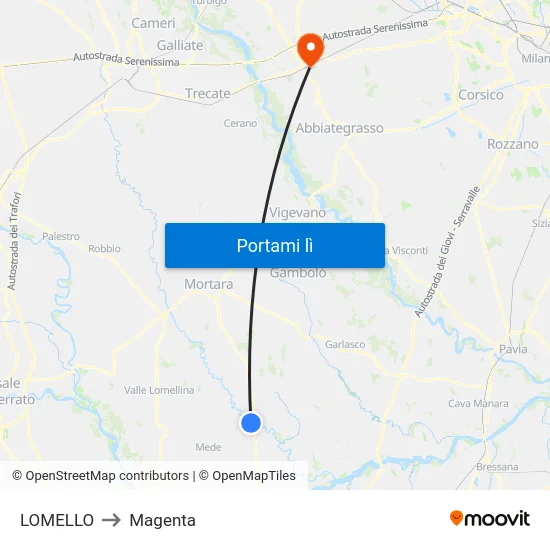 LOMELLO to Magenta map