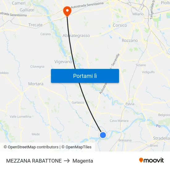 MEZZANA RABATTONE to Magenta map