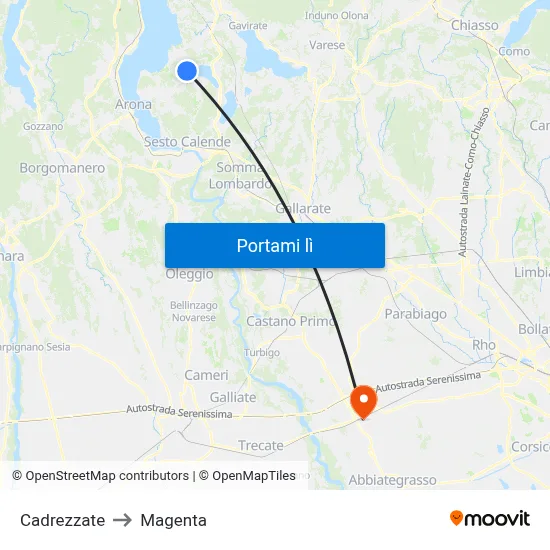 Cadrezzate to Magenta map