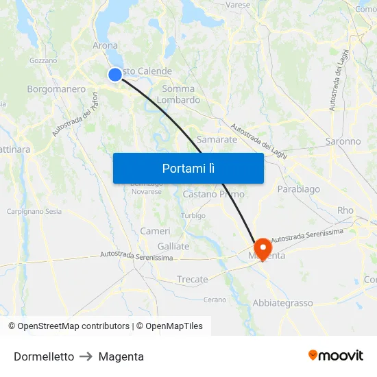 Dormelletto to Magenta map
