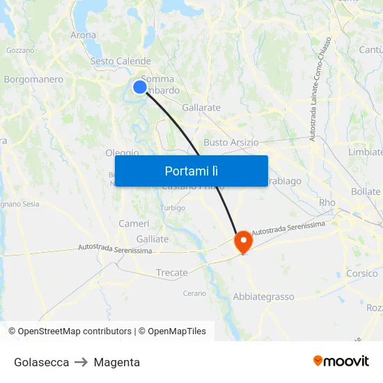 Golasecca to Magenta map