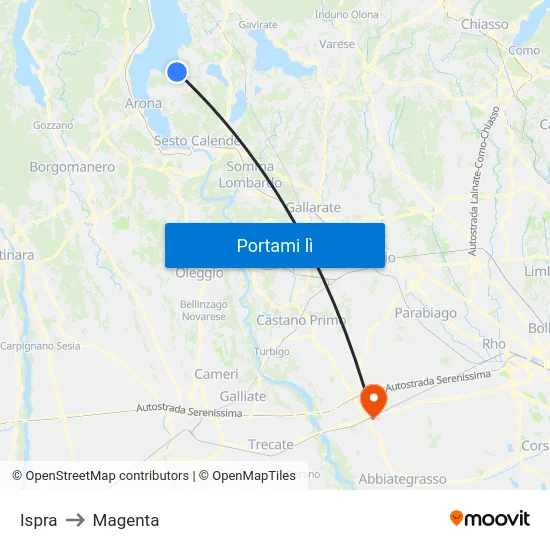 Ispra to Magenta map