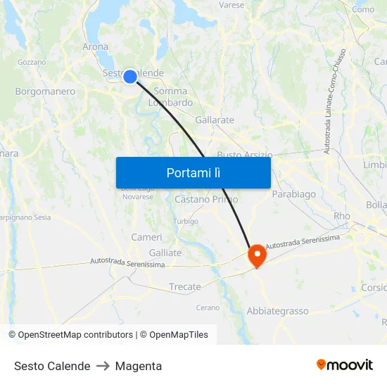 Sesto Calende to Magenta map