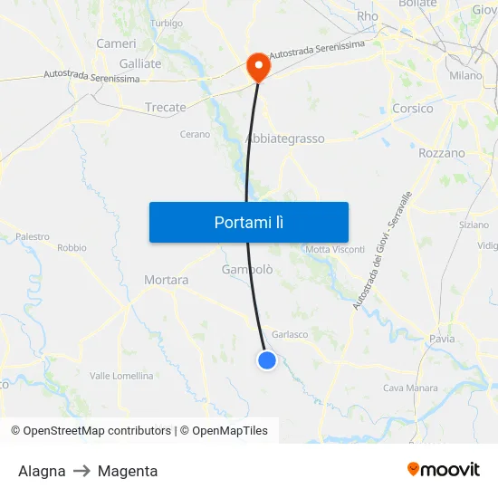 Alagna to Magenta map