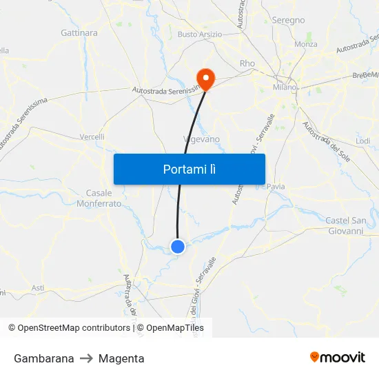 Gambarana to Magenta map