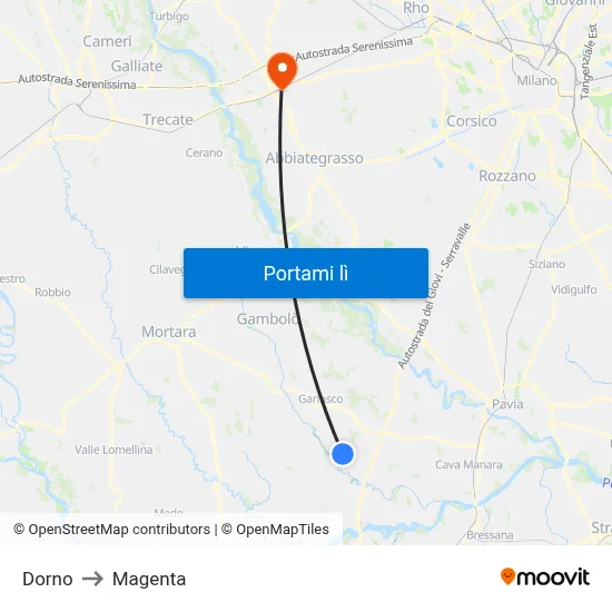 Dorno to Magenta map