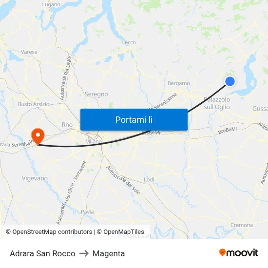 Adrara San Rocco to Magenta map