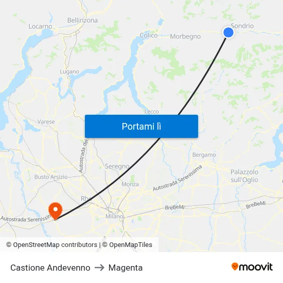 Castione Andevenno to Magenta map