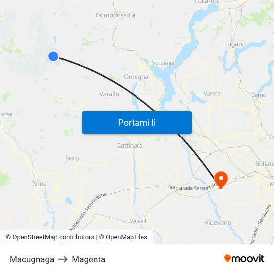 Macugnaga to Magenta map