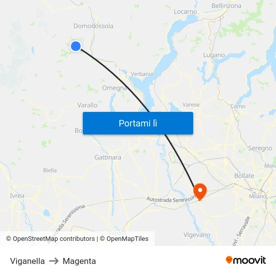 Viganella to Magenta map